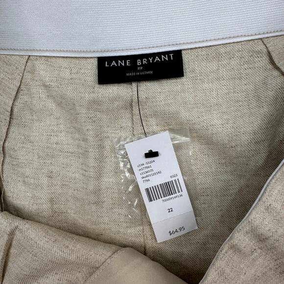 Lane Bryant Soft Linen Blend City Shorts WMNS 22 Tan High-Rise Pleated Neutrals - Picture 4 of 10